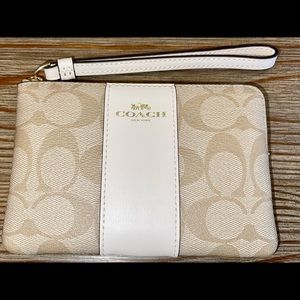 Coach Double Corner Zip Wristlet in Signature Coated Canvas -Brand new with tags